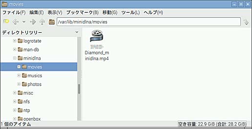 Raspberry Piのディレクトリー内に動画コンテンツをコピー